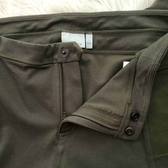 Athleta Womens Size 14 Solid Army Olive Green Trailsetter Ponte Moto Pants - Picture 11 of 14